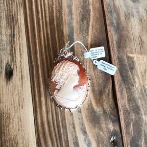 Elegant Cameo Pendant/Brooch with Silver Accents
